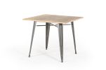 30" Grey Steel And Wood Square Dining Table