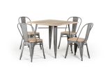 30" Grey Steel And Wood Square Dining Table