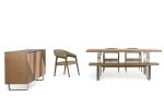 30" Walnut Wood  Veneer  Leather  And Steel Dining Set