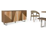 30" Walnut Wood  Veneer  Leather  And Steel Dining Set