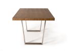 30" Walnut Wood And Stainless Steel Dining Table