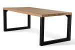 30" Aged Oak Wood And Metal Dining Table