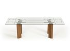 30" Glass  Wood  And Aluminum Extendable Dining Table