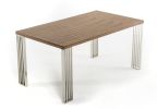 30" Walnut Veneer  Mdf  And Steel Dining Table