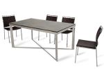 80" Clear And Silver Solid Wood And Stainless Steel Trestle Base Dining Table