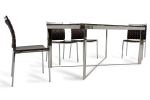 80" Clear And Silver Solid Wood And Stainless Steel Trestle Base Dining Table