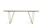 30" Tobacco Veneer  Mdf  And Antique Brass Dining Table