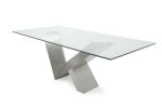 Modern Glass & Stainless Steel Dining Table