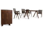 30" Walnut Wood  Veneer  Mdf  And Glass Dining Set