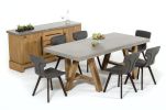 30" Concrete And Solid Acacia Wood Dining Table