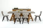 30" Concrete And Solid Acacia Wood Dining Table