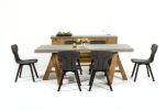 30" Concrete And Solid Acacia Wood Dining Table