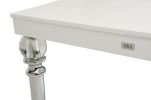 31" White Crocodile Dining Table With Crystal Clear Legs