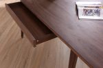 30" Walnut Veneer And Antique Brass Dining Table