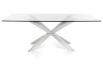 30" Stainless Steel And Clear Glass Dining Table