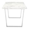 71" White And Silver Marble And Steel Sled Base Dining Table