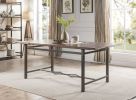 76" X 36" X 30" Weathered Dark Oak And Dark Bronze Dining Table