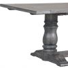 88" Light Gray And Gray Solid Wood Trestle Base Dining Table