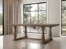 84" Brown Solid Wood Trestle Base Dining Table