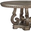 60" Champagne Rounded Solid Wood Pedestal Base Dining Table