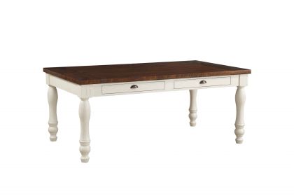 72" X 42" X 30" Walnut And White Washed Solid Wood Dining Table