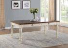 72" X 42" X 30" Walnut And White Washed Solid Wood Dining Table