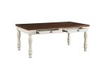 72" X 42" X 30" Walnut And White Washed Solid Wood Dining Table