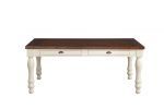 72" X 42" X 30" Walnut And White Washed Solid Wood Dining Table