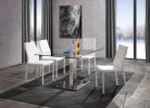 63 X 35 X 30 Clear Glass Stainless Steel Dining Table