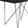 32" Dark Brown And Silver Metal Dining Table