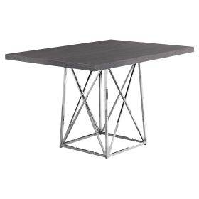 48" Taupe And Silver Metal Dining Table