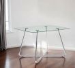 40" Clear And Silver Glass And Metal Pedestal Base Dining Table