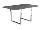 59" Taupe And Silver Metal Sled Base Dining Table