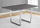 59" Taupe And Silver Metal Sled Base Dining Table