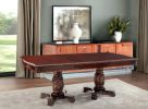 96" Dark Brown Solid Wood And Solid Manufactured Wood Double Pedestal Base Dining Table