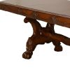 46" Dark Brown Free Form Solid Wood Double Pedestal Base Dining Table