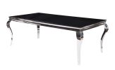 80" Black And White Glass And Stainless Steel Dining Table