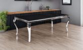 80" Black And White Glass And Stainless Steel Dining Table