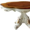 62" Brown And White Oval Solid Wood Pedestal Base Dining Table