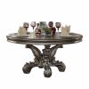 Gray Solid Wood Pedestal Base Round Top Dining Table