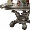 Gray Solid Wood Pedestal Base Round Top Dining Table