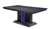 40" X 76" X 30" Black Wood Led Glass Dining Table