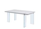 66" X 38" X 30" White High Gloss  Clear Glass Dining Table