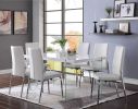 66" X 38" X 30" White High Gloss  Clear Glass Dining Table