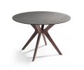 47" Gray and Brown Glass and Solid Wood Dining Table