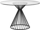 47" Clear And Black Rounded Glass And Iron Pedestal Base Dining Table