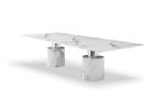 120" White Marble Double Pedestal Base Dining Table