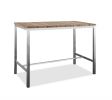 55" Wood Brown And Silver Solid Wood And Stainless Steel Dining Table