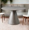 47" Gray Rounded Solid Wood Pedestal Base Dining Table