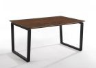 59" Dark Brown And Black Solid Wood Sled Base Dining Table